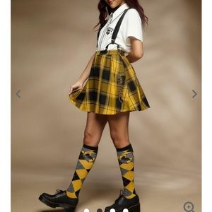 Red plaid tartan pleated skirt by LIT